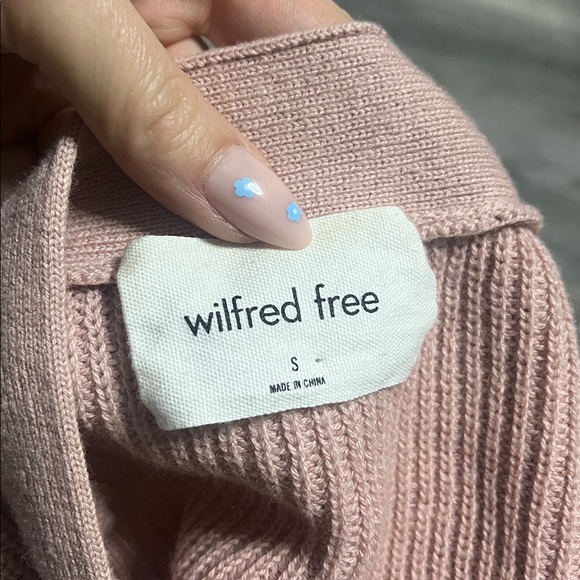 Aritzia Sz S Merino Wool Unwind Cardigan Relaxed Wilfred Free Sz Small Soft Pink - Picture 11 of 13